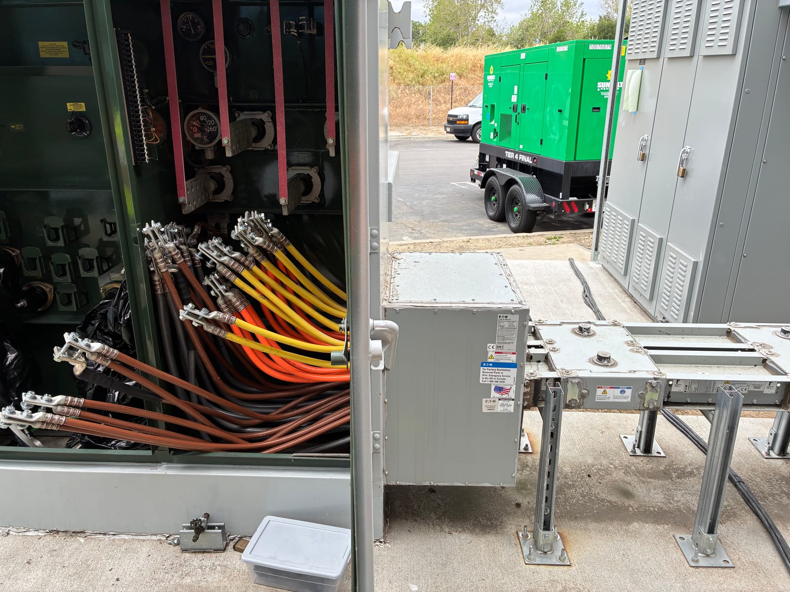 Switchgear and standby generator during commissioning