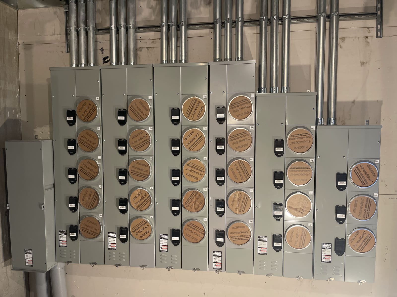 Multi-tenant meter stack installed and terminated
