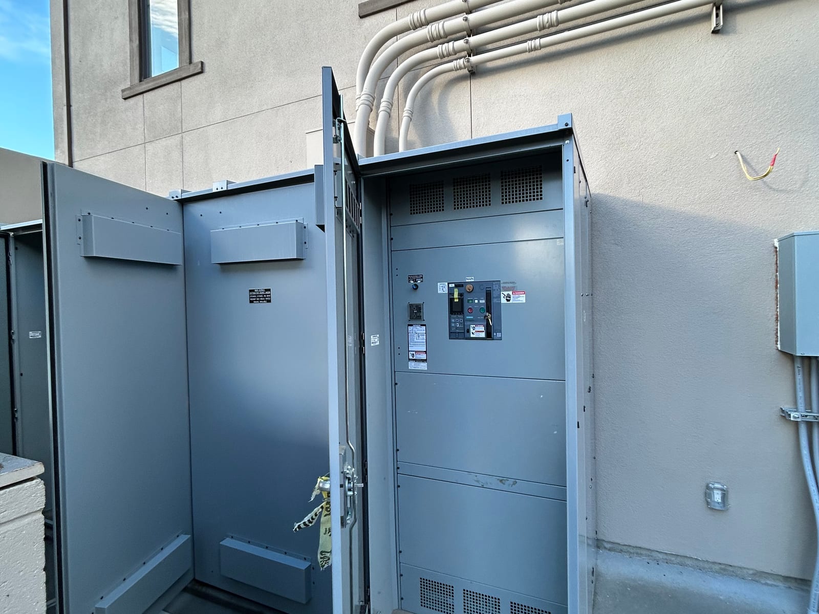 Commercial switchboard sections installed